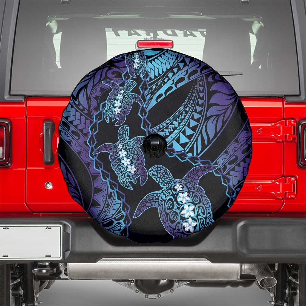 Polynesia Sea Turtle Day Spare Tire Cover Tribal Honu Plumeria Polynesian Pattern