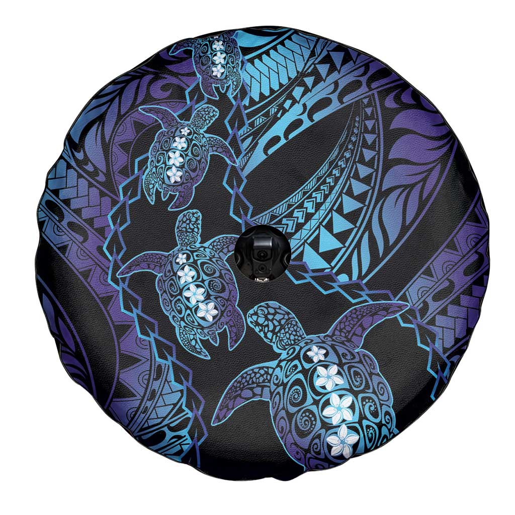 Polynesia Sea Turtle Day Spare Tire Cover Tribal Honu Plumeria Polynesian Pattern