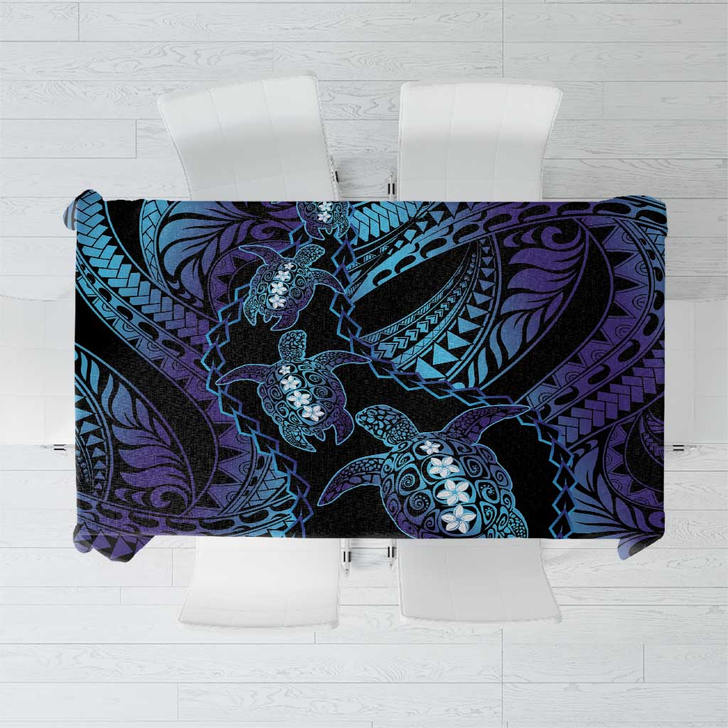Polynesia Sea Turtle Day Tablecloth Tribal Honu Plumeria Polynesian Pattern
