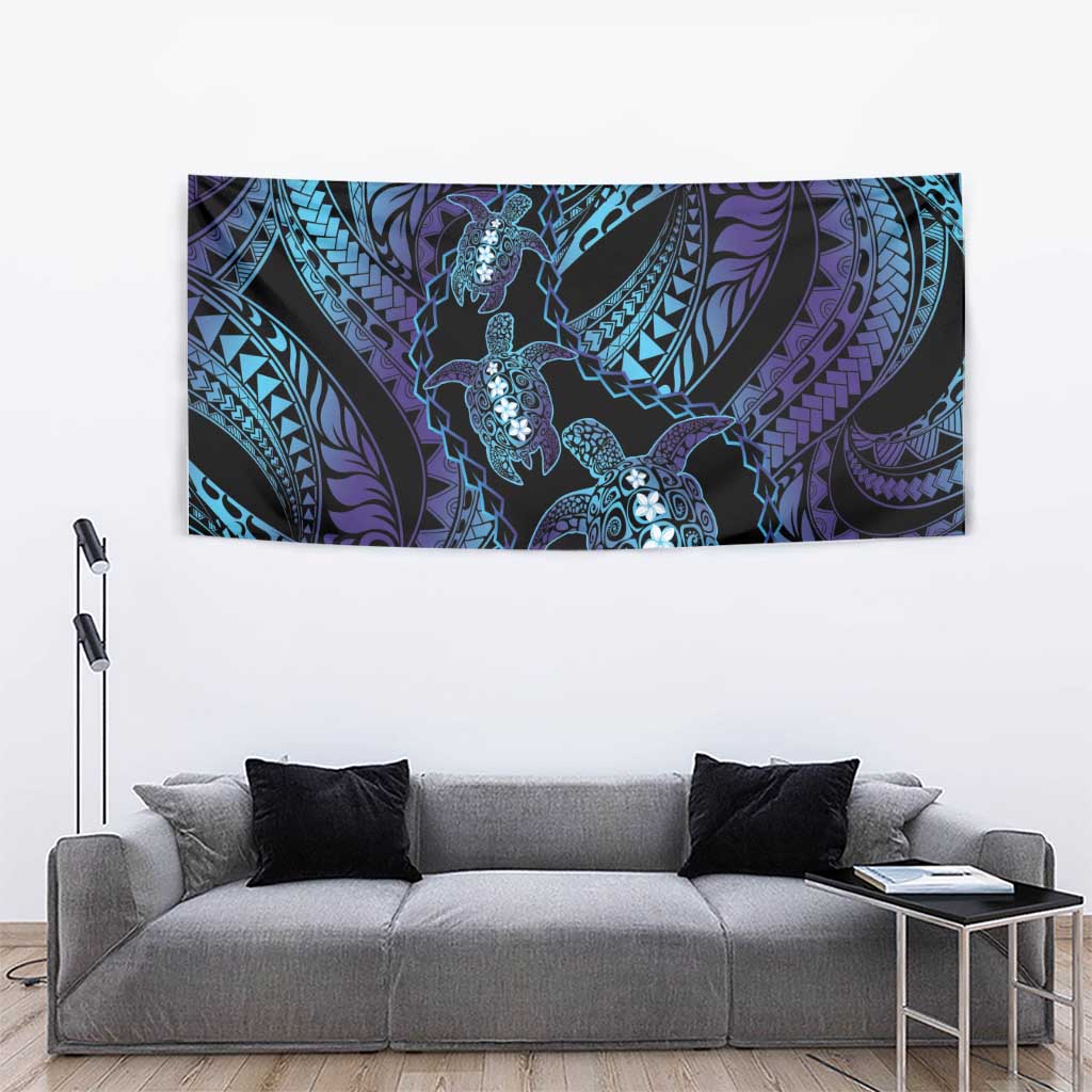 Polynesia Sea Turtle Day Tapestry Tribal Honu Plumeria Polynesian Pattern