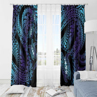 Polynesia Sea Turtle Day Window Curtain Tribal Honu Plumeria Polynesian Pattern
