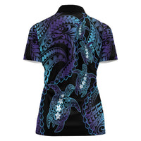 Polynesia Sea Turtle Day Women Polo Shirt Tribal Honu Plumeria Polynesian Pattern