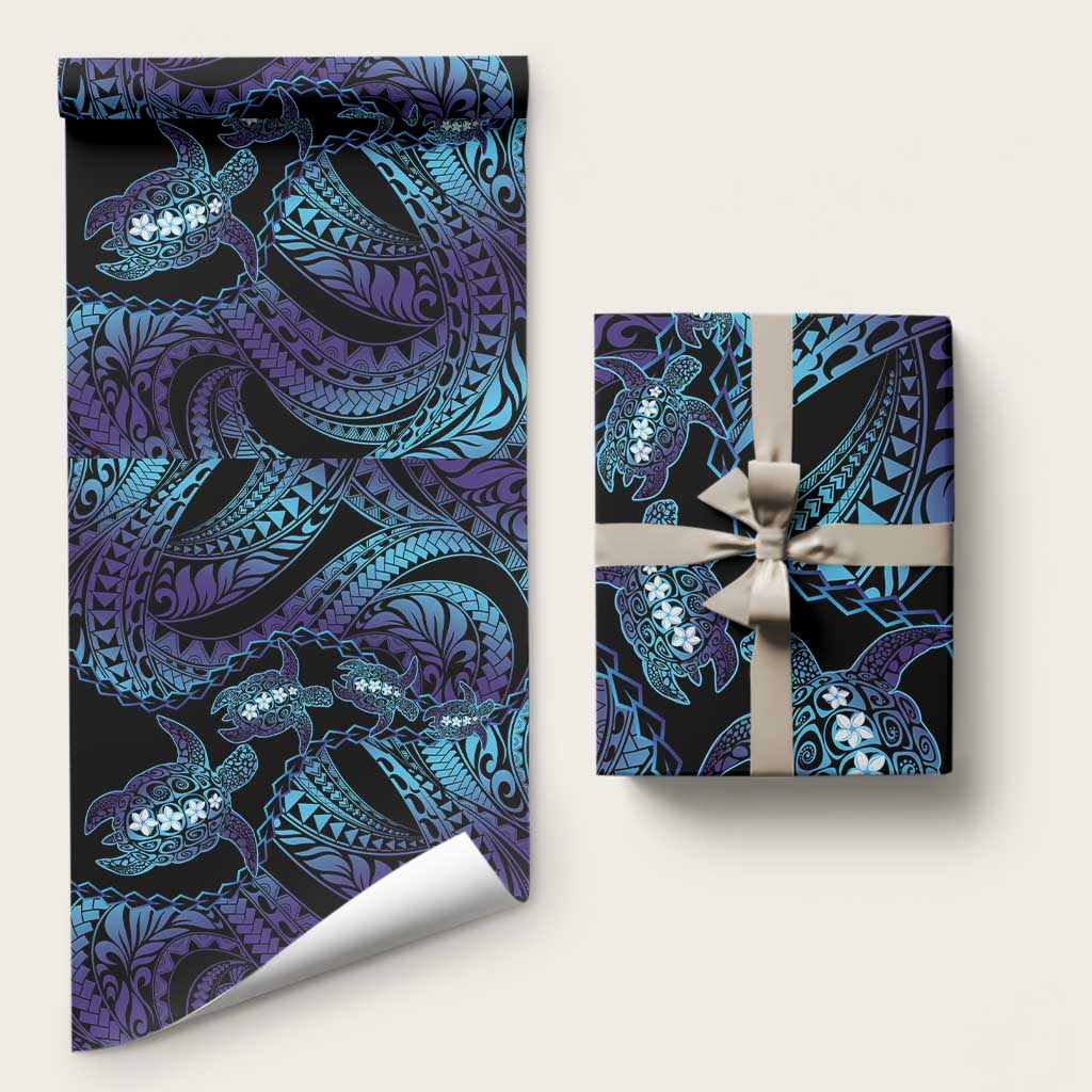 Polynesia Sea Turtle Day Wrapping Paper Tribal Honu Plumeria Polynesian Pattern - Polynesian Pride