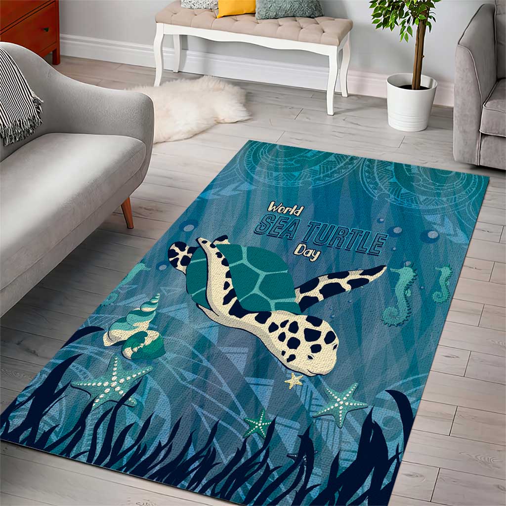 World Sea Turtle Day Polynesia Area Rug Go With The Flow