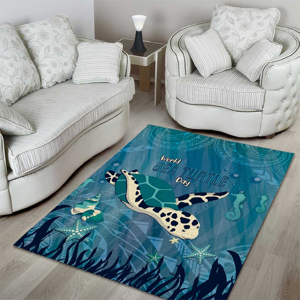 World Sea Turtle Day Polynesia Area Rug Go With The Flow