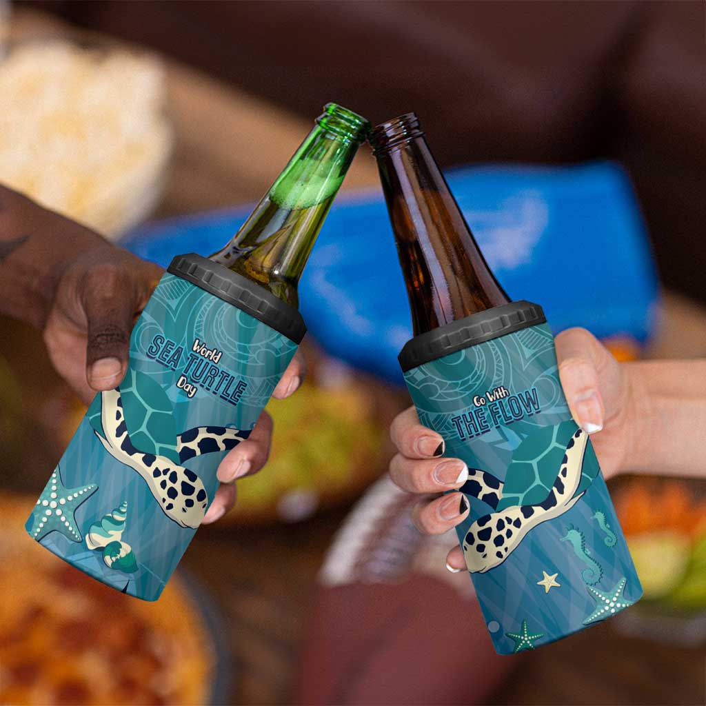 World Sea Turtle Day Polynesia 4 in 1 Can Cooler Tumbler Go With The Flow