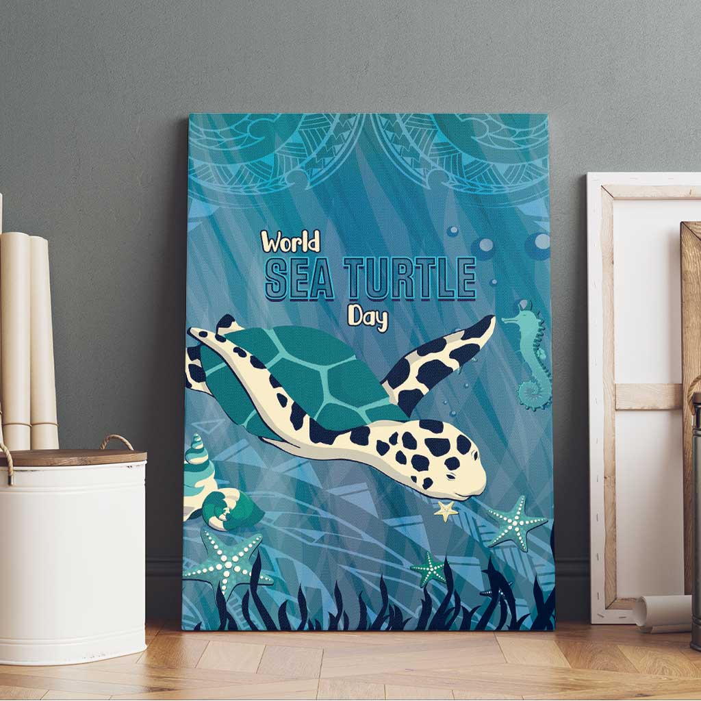 World Sea Turtle Day Polynesia Canvas Wall Art Go With The Flow