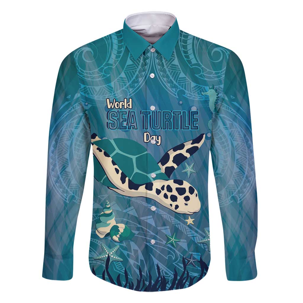 World Sea Turtle Day Polynesia Family Matching Long Sleeve Bodycon Dress and Hawaiian Shirt Go With The Flow