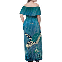 World Sea Turtle Day Polynesia Family Matching Off Shoulder Maxi Dress and Hawaiian Shirt Go With The Flow
