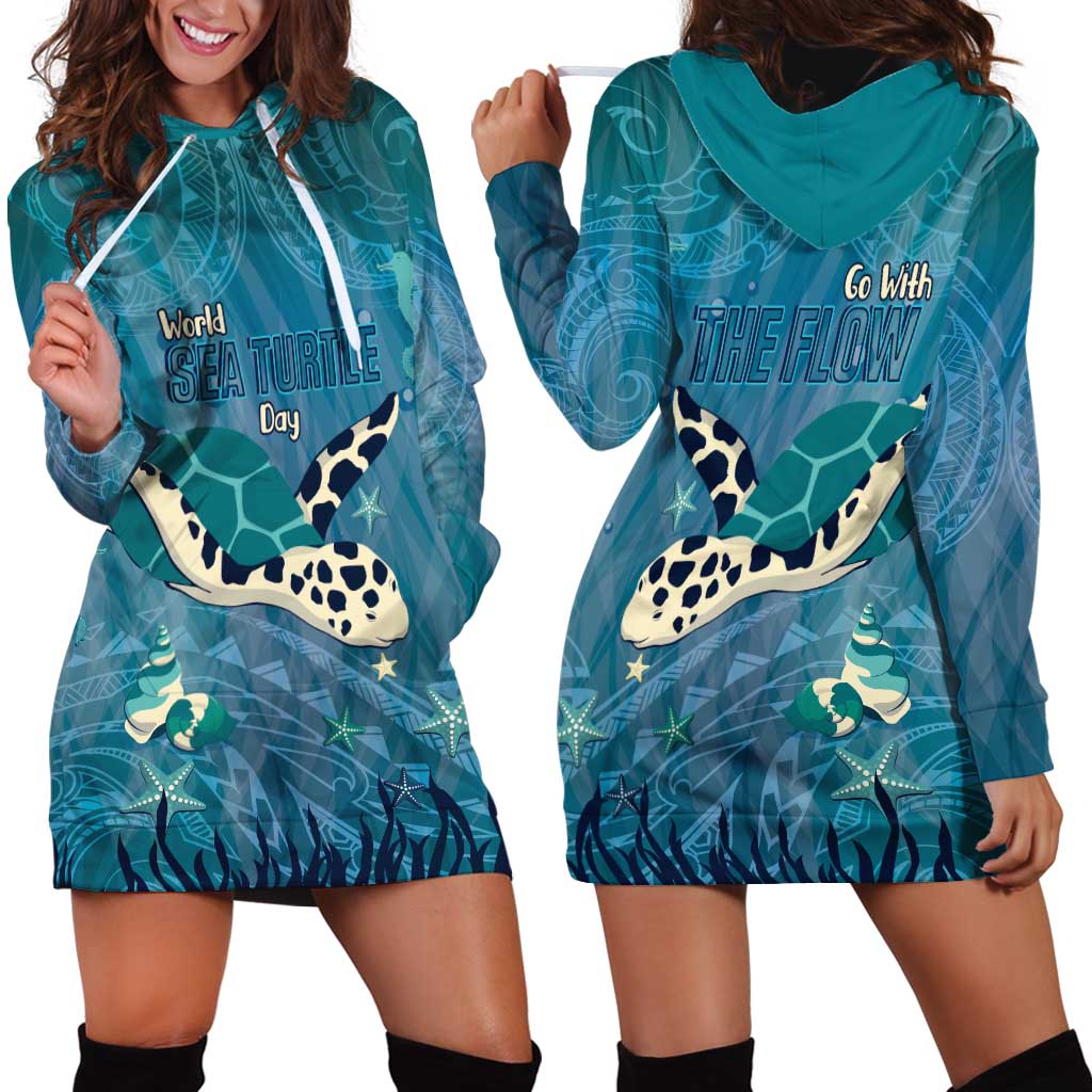 World Sea Turtle Day Polynesia Hoodie Dress Go With The Flow