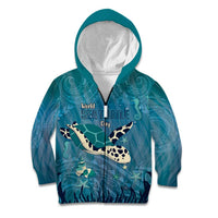 World Sea Turtle Day Polynesia Kid Hoodie Go With The Flow LT14 Zip Hoodie Cyan - Polynesian Pride