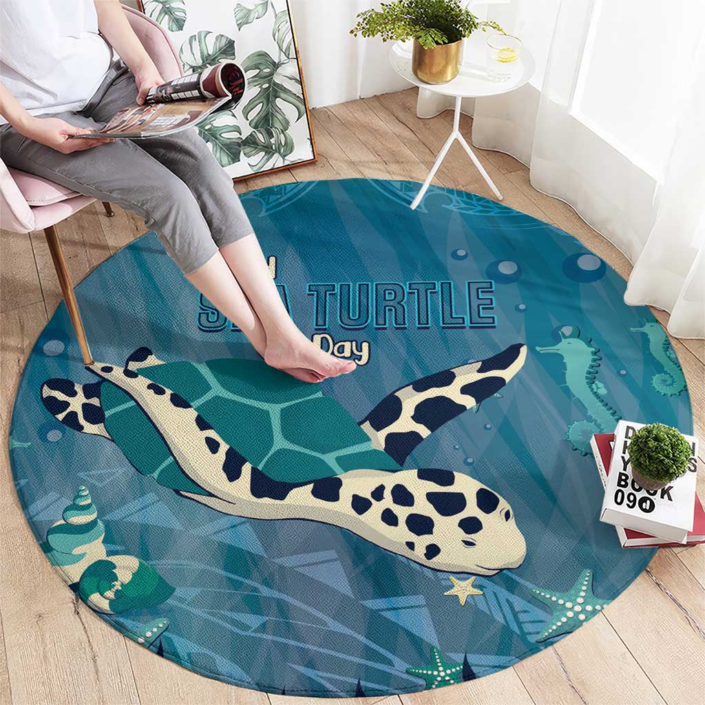 World Sea Turtle Day Polynesia Round Carpet Go With The Flow