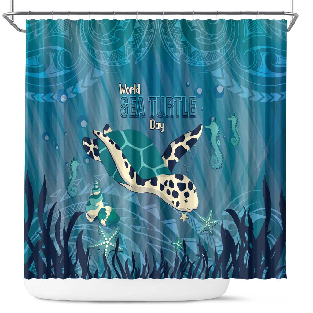 World Sea Turtle Day Polynesia Shower Curtain Go With The Flow