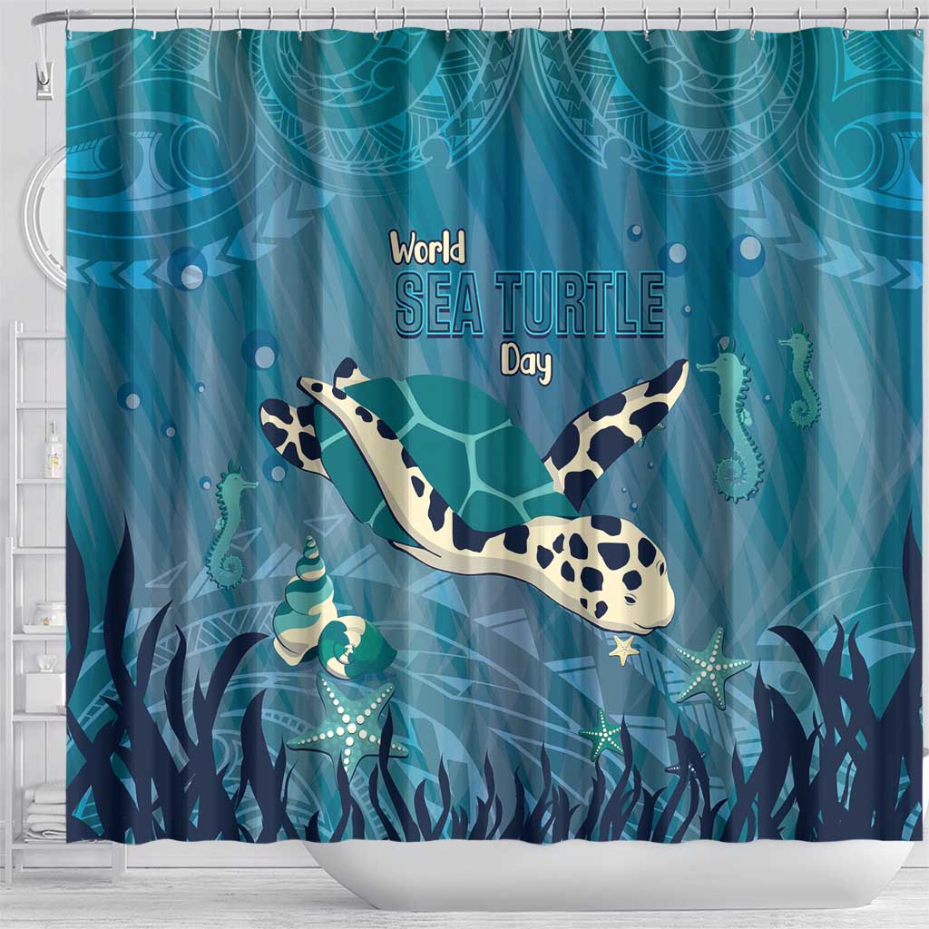 World Sea Turtle Day Polynesia Shower Curtain Go With The Flow
