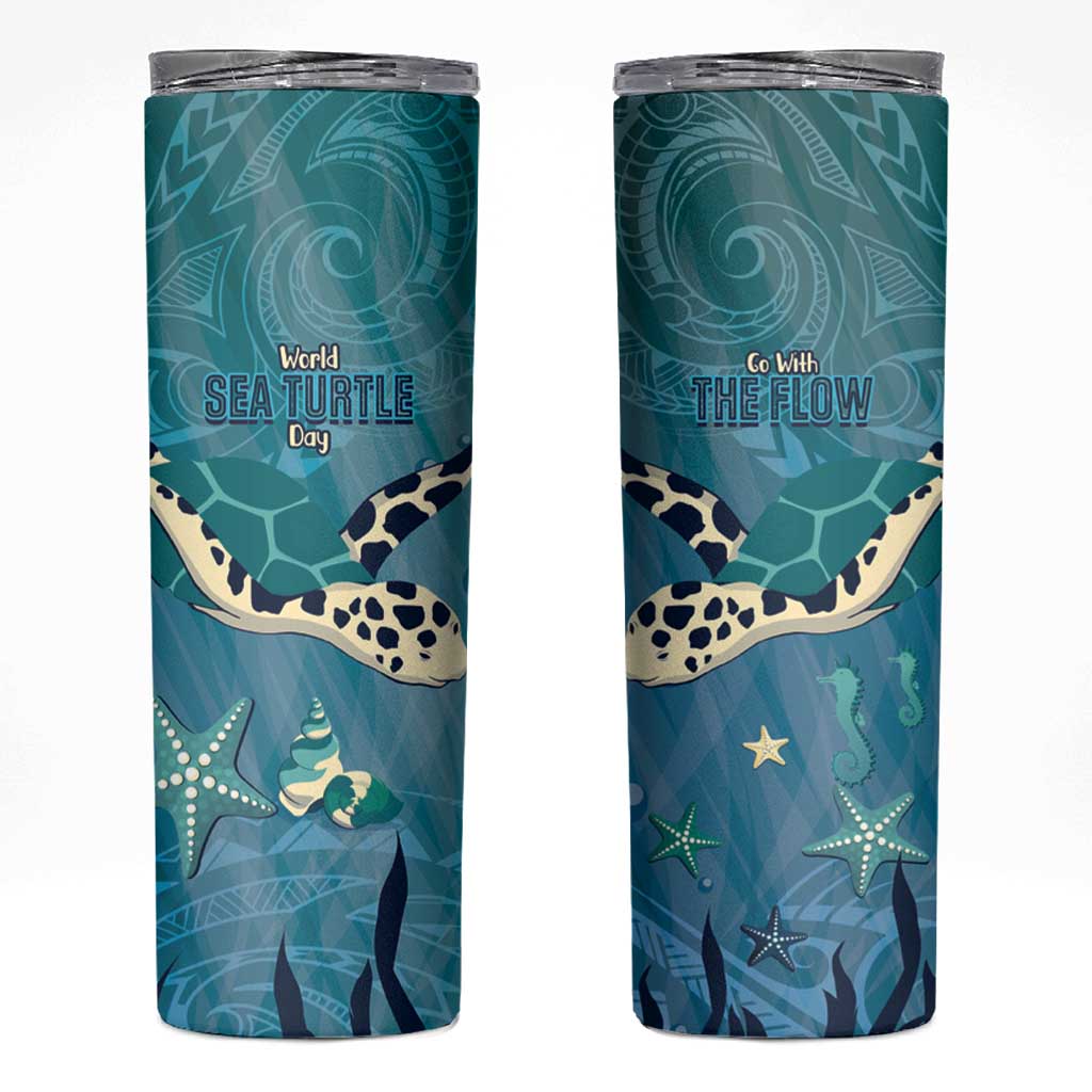 World Sea Turtle Day Polynesia Skinny Tumbler Go With The Flow