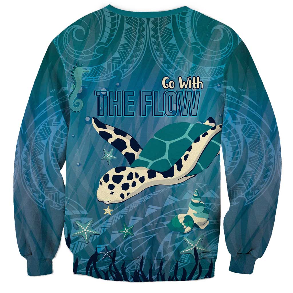 World Sea Turtle Day Polynesia Sweatshirt Go With The Flow LT14 - Polynesian Pride