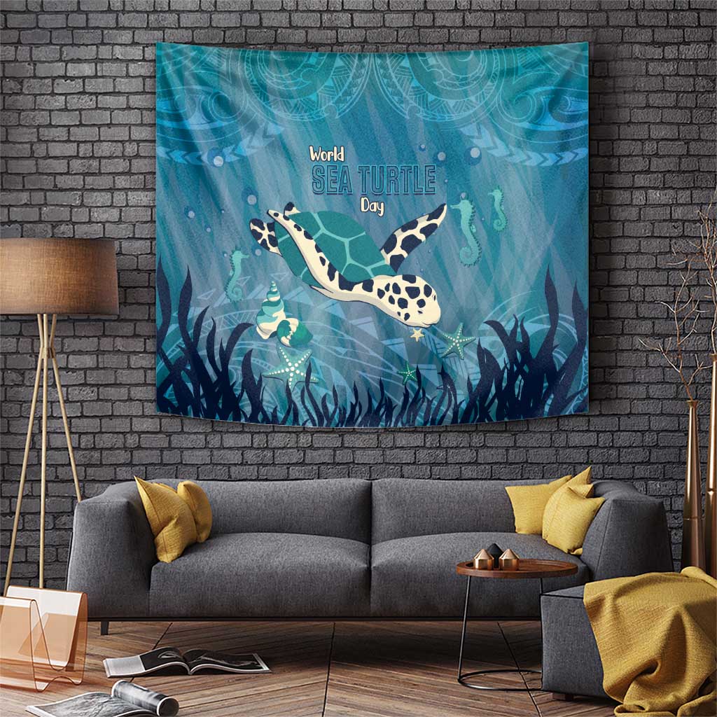 World Sea Turtle Day Polynesia Tapestry Go With The Flow