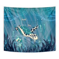 World Sea Turtle Day Polynesia Tapestry Go With The Flow