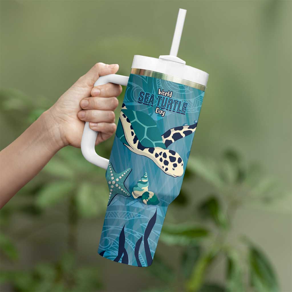 World Sea Turtle Day Polynesia Tumbler With Handle Go With The Flow