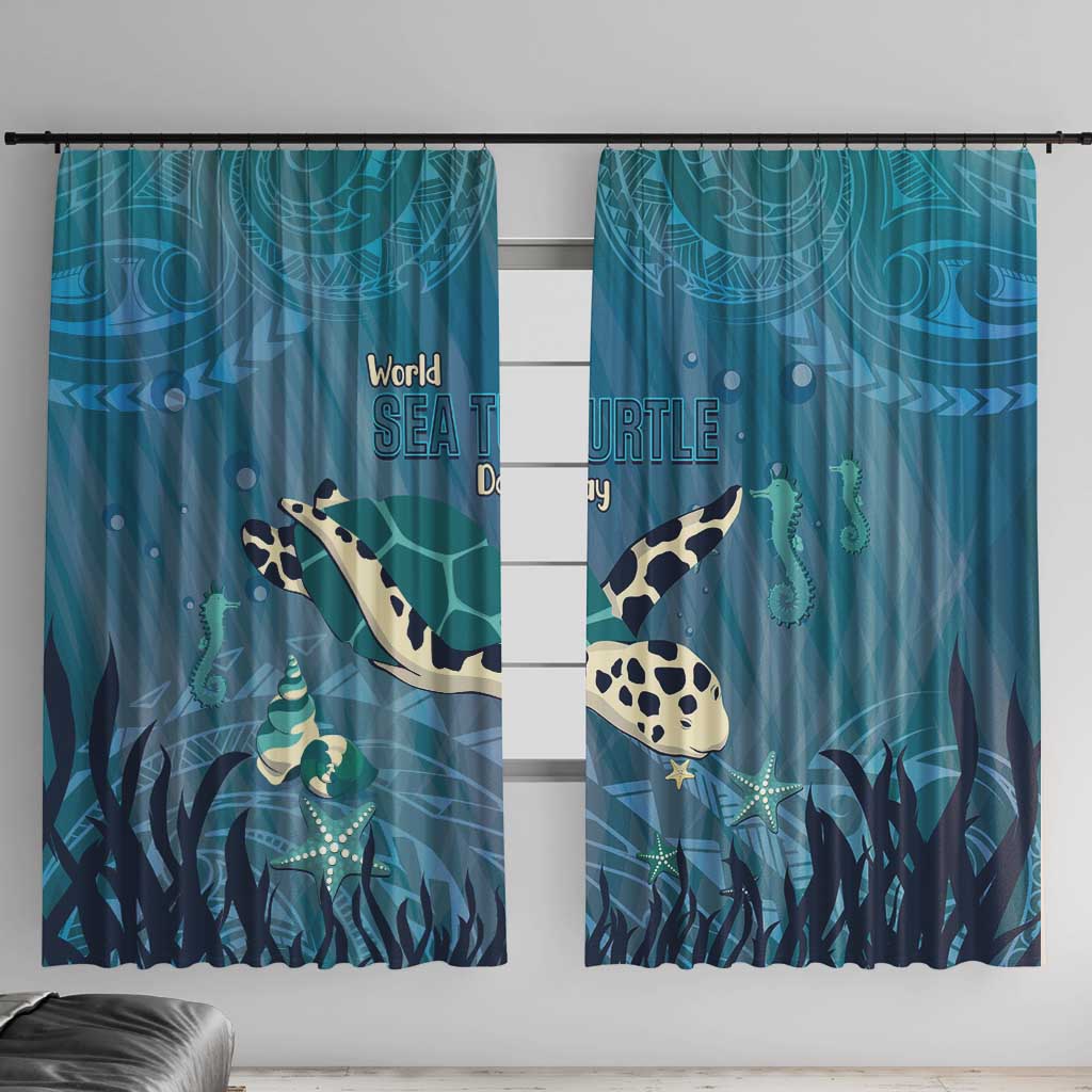 World Sea Turtle Day Polynesia Window Curtain Go With The Flow