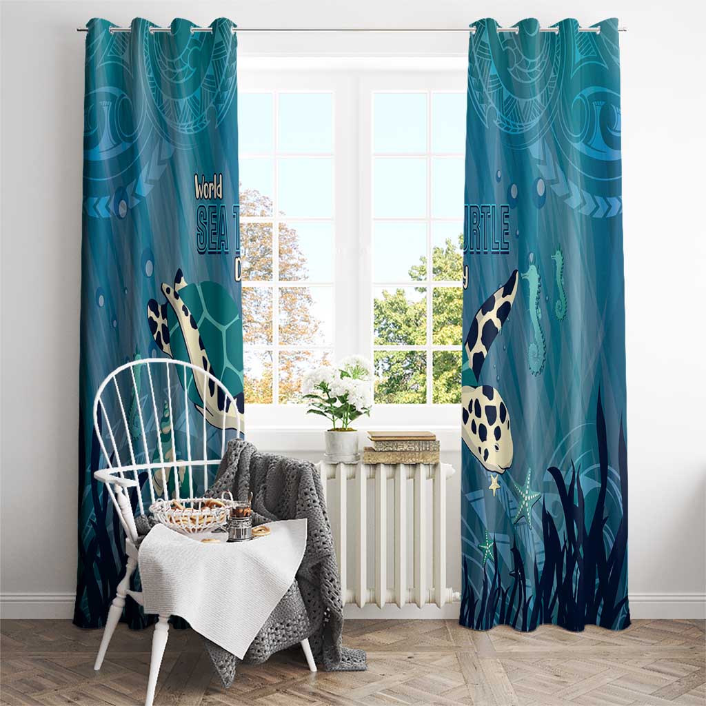 World Sea Turtle Day Polynesia Window Curtain Go With The Flow