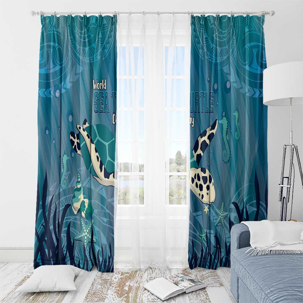 World Sea Turtle Day Polynesia Window Curtain Go With The Flow