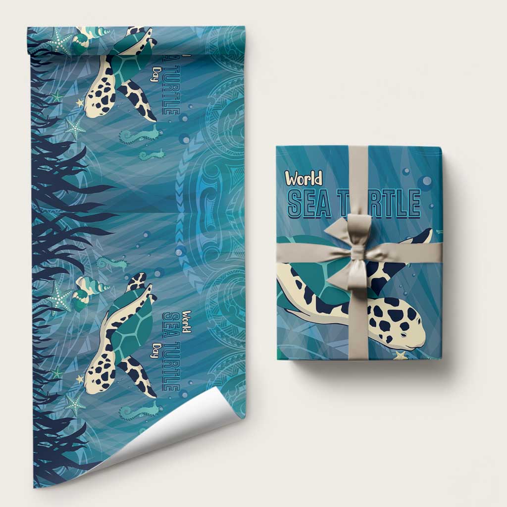 World Sea Turtle Day Polynesia Wrapping Paper Go With The Flow - Polynesian Pride