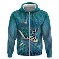 World Sea Turtle Day Polynesia Zip Hoodie Go With The Flow LT14 Zip Hoodie Cyan - Polynesian Pride