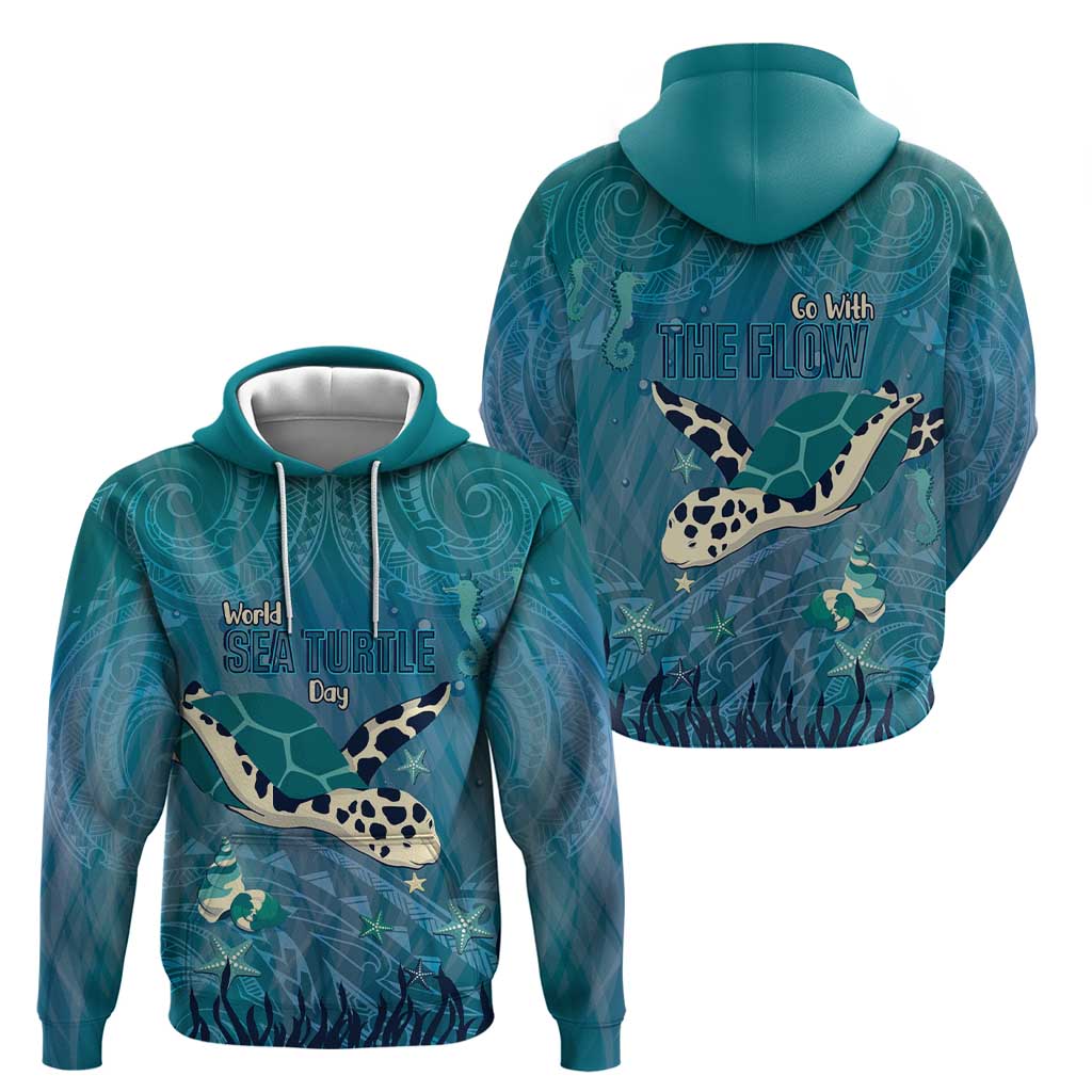 World Sea Turtle Day Polynesia Zip Hoodie Go With The Flow LT14 - Polynesian Pride