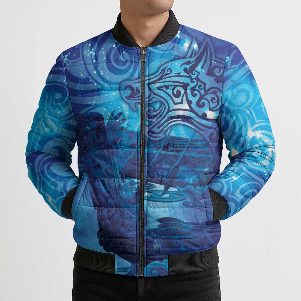 Kuri New Zealand Matariki Bomber Puffer Jacket Aotearoa Dog Waka Maori New Year Galaxy Vibes