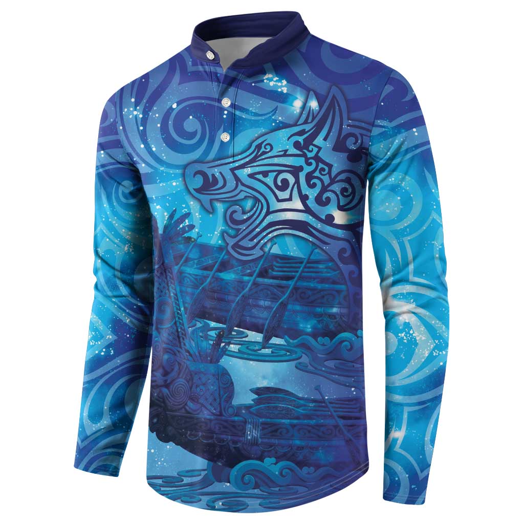 Kuri New Zealand Matariki Button Sweatshirt Aotearoa Dog Waka Maori New Year Galaxy Vibes