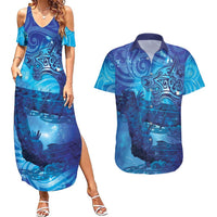 Kuri New Zealand Matariki Couples Matching Summer Maxi Dress and Hawaiian Shirt Aotearoa Dog Waka Maori New Year Galaxy Vibes