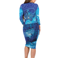 Kuri New Zealand Matariki Family Matching Long Sleeve Bodycon Dress and Hawaiian Shirt Aotearoa Dog Waka Maori New Year Galaxy Vibes LT14 - Polynesian Pride