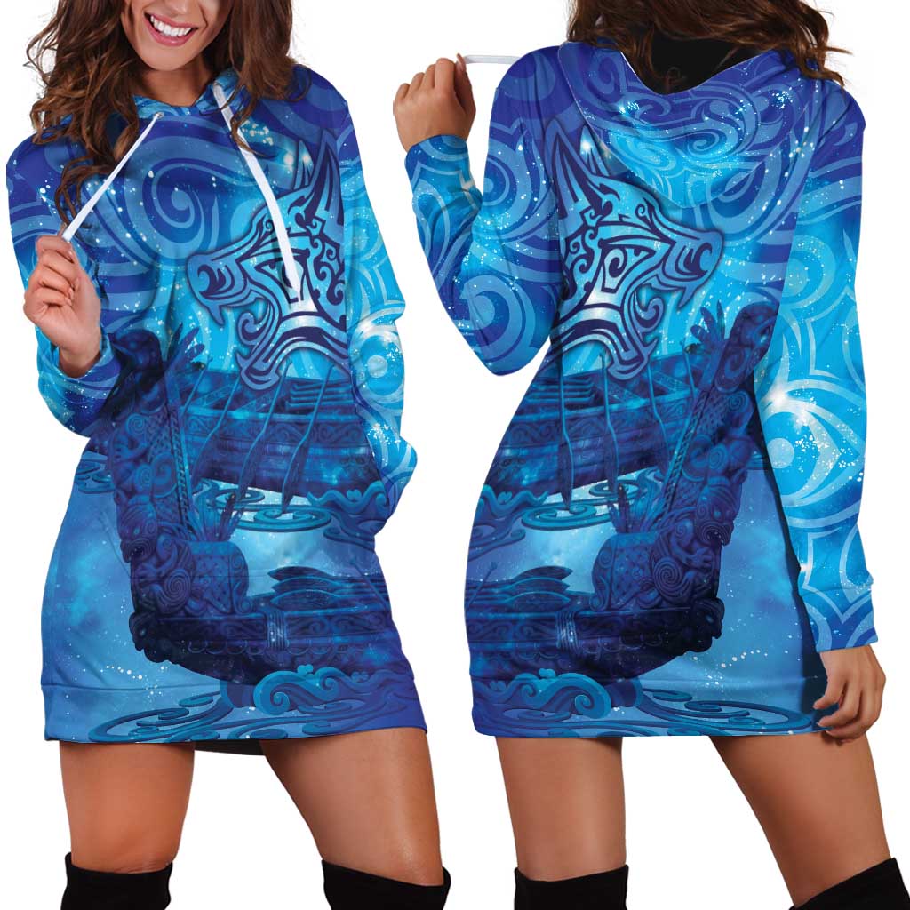 Kuri New Zealand Matariki Hoodie Dress Aotearoa Dog Waka Maori New Year Galaxy Vibes