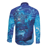 Kuri New Zealand Matariki Long Sleeve Button Shirt Aotearoa Dog Waka Maori New Year Galaxy Vibes