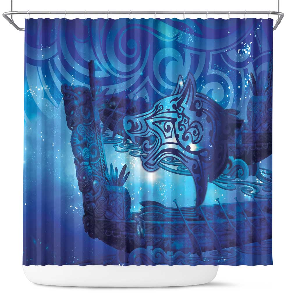 Kuri New Zealand Matariki Shower Curtain Aotearoa Dog Waka Maori New Year Galaxy Vibes