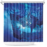 Kuri New Zealand Matariki Shower Curtain Aotearoa Dog Waka Maori New Year Galaxy Vibes