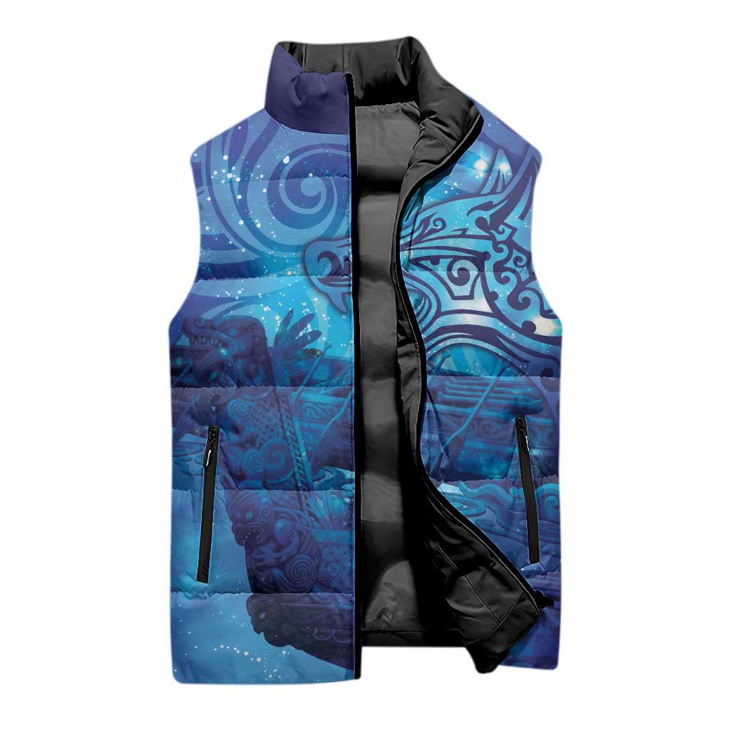 Kuri New Zealand Matariki Sleeveless Puffer Jacket Aotearoa Dog Waka Maori New Year Galaxy Vibes