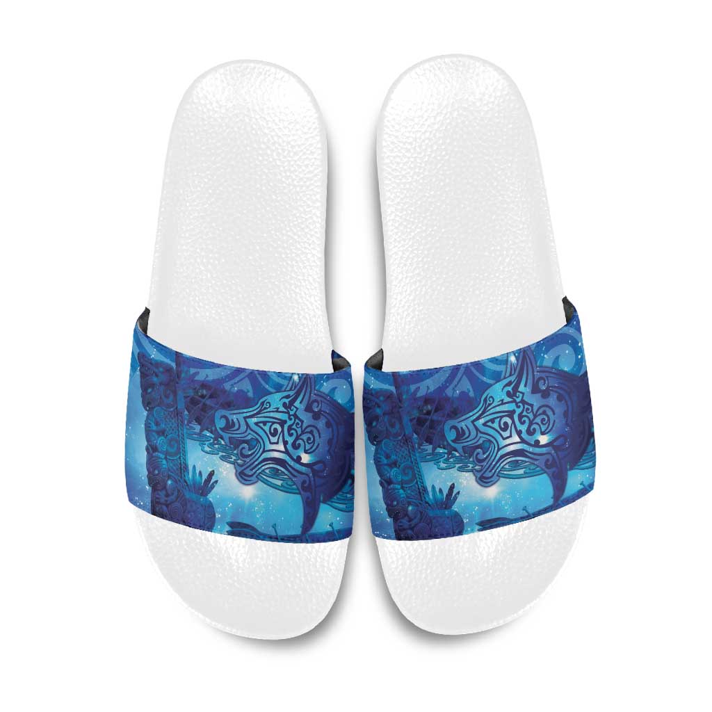 Kuri New Zealand Matariki Slide Sandals Aotearoa Dog Waka Maori New Year Galaxy Vibes