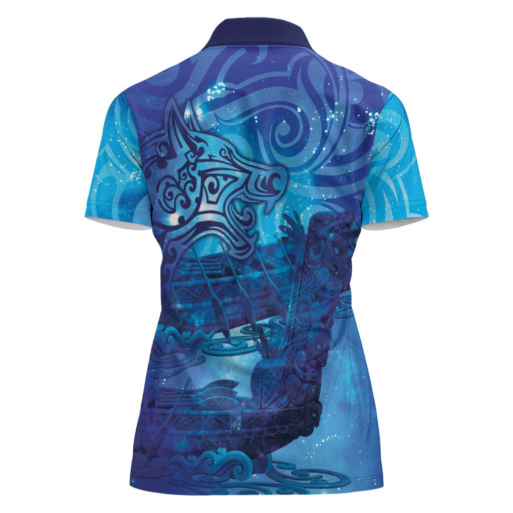 Kuri New Zealand Matariki Women Polo Shirt Aotearoa Dog Waka Maori New Year Galaxy Vibes