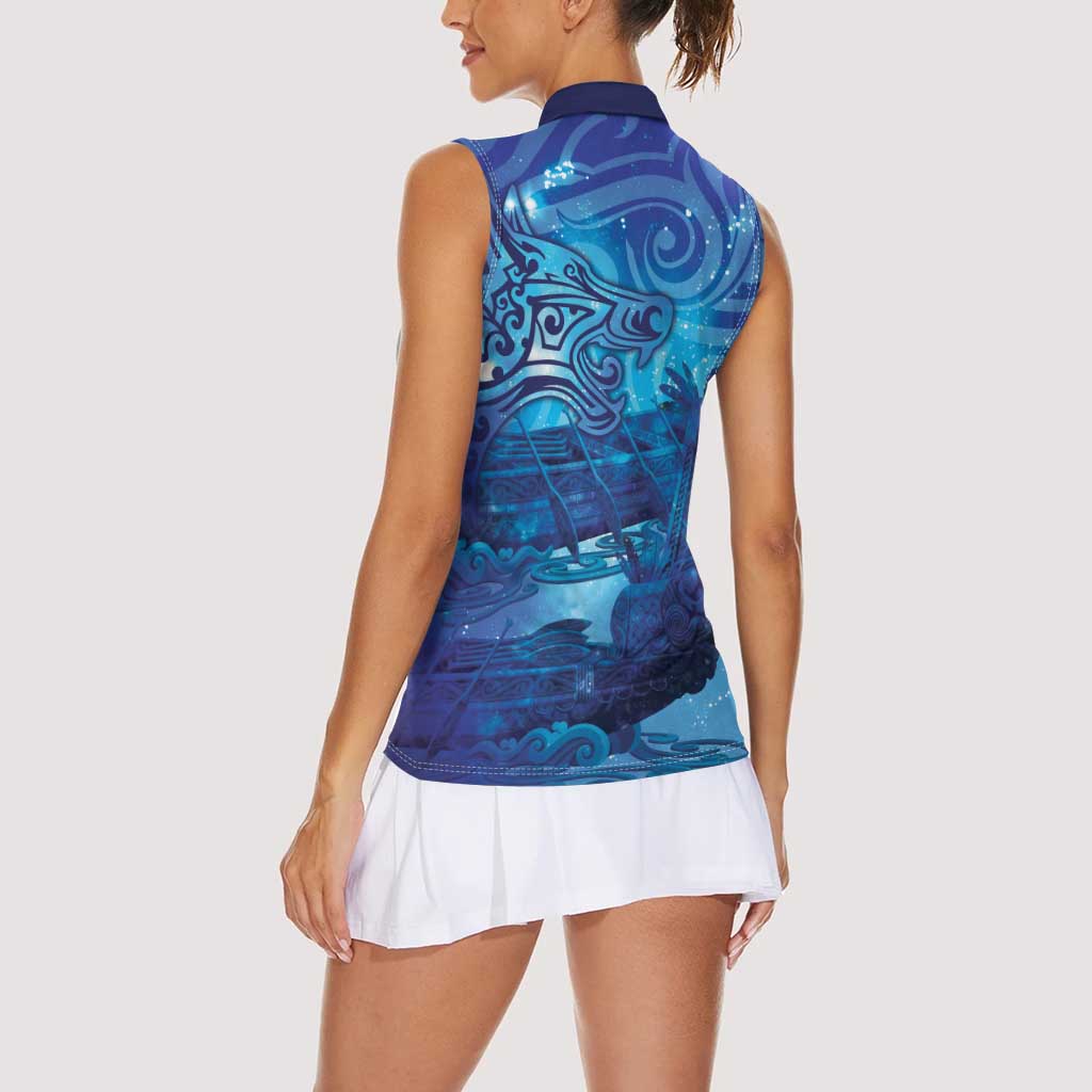 Kuri New Zealand Matariki Women Sleeveless Polo Shirt Aotearoa Dog Waka Maori New Year Galaxy Vibes