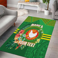 Personalized Manu'a Cession Day Area Rug Tropical Flowers With Polynesian Pattern