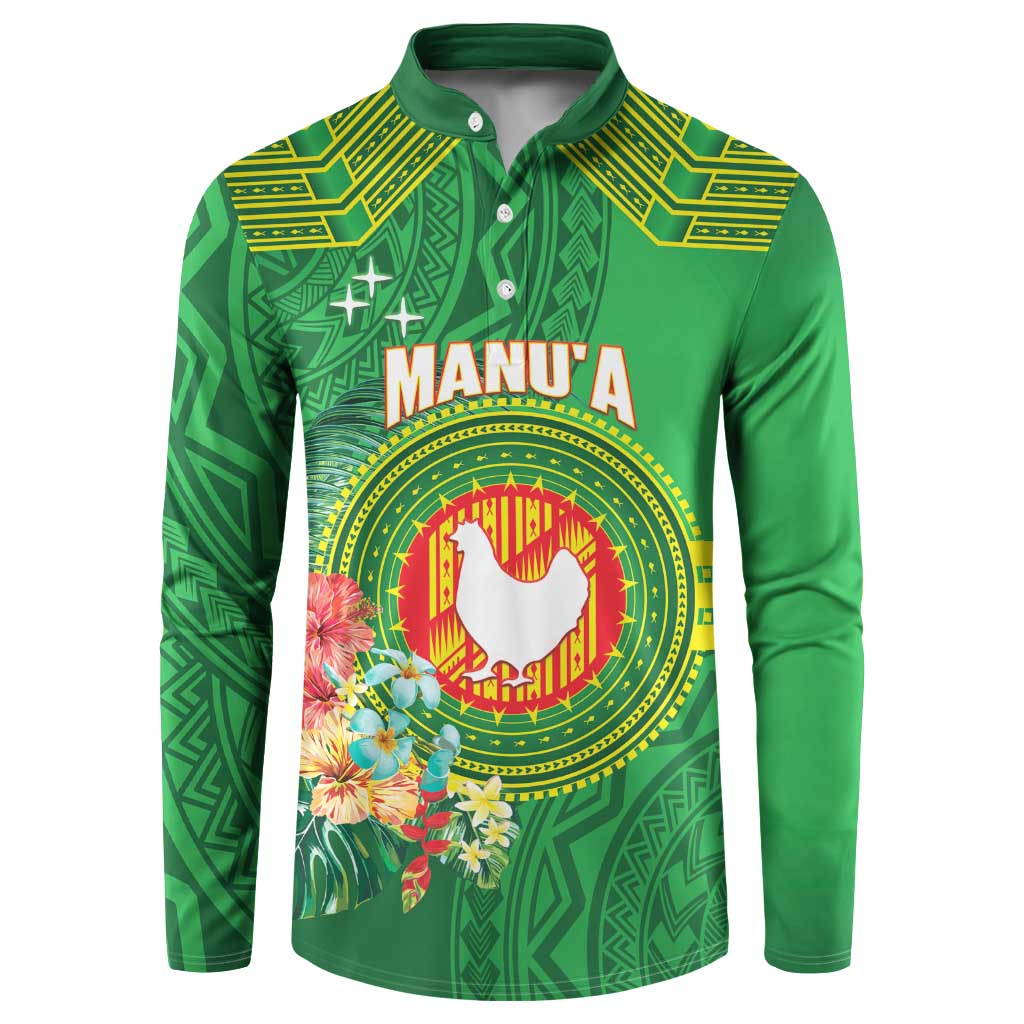 Personalized Manu'a Cession Day Button Sweatshirt Tropical Flowers With Polynesian Pattern