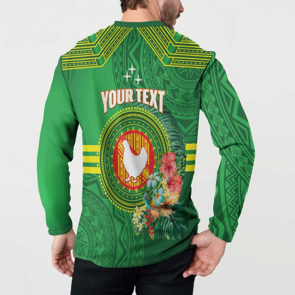 Personalized Manu'a Cession Day Button Sweatshirt Tropical Flowers With Polynesian Pattern