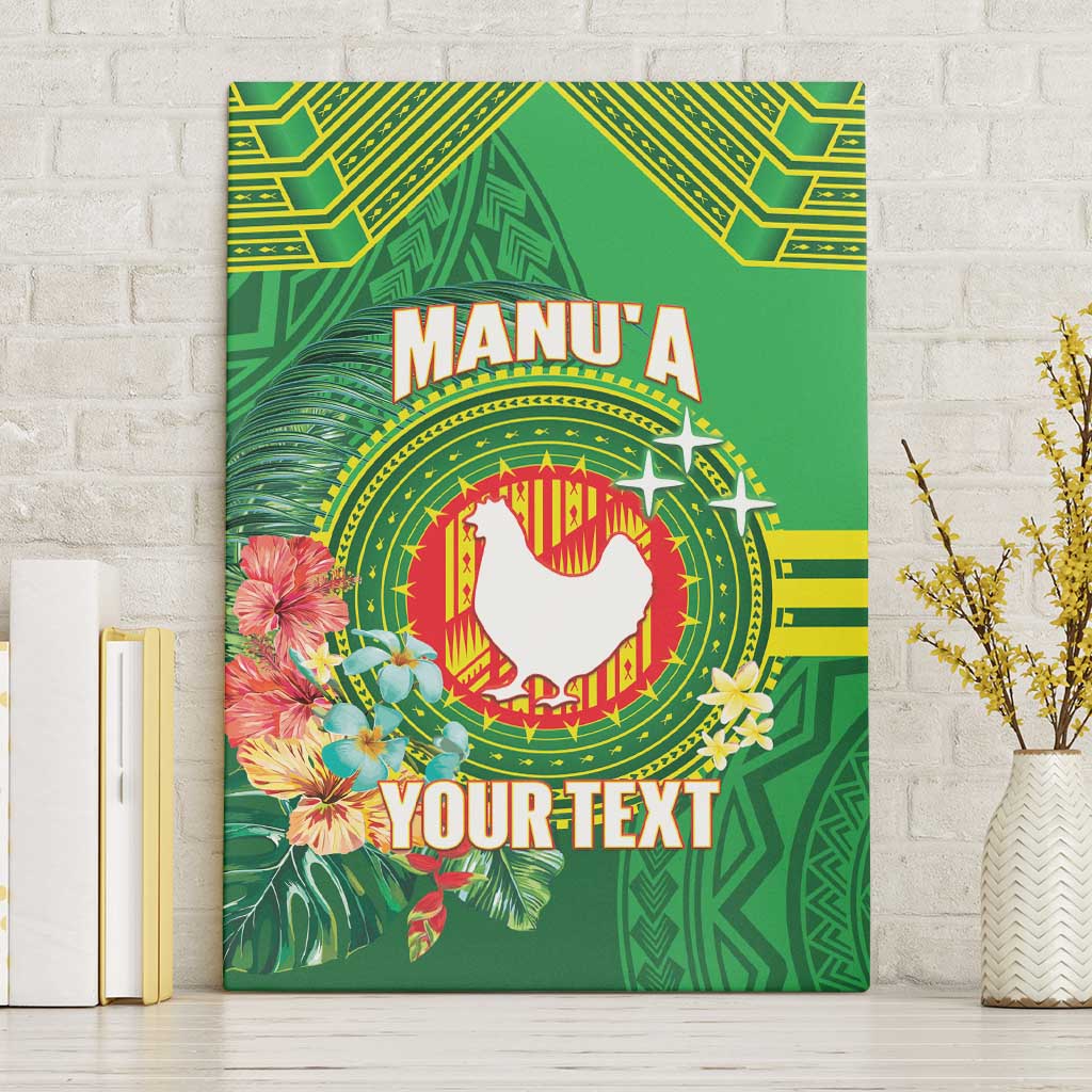 Personalized Manu'a Cession Day Canvas Wall Art Tropical Flowers With Polynesian Pattern