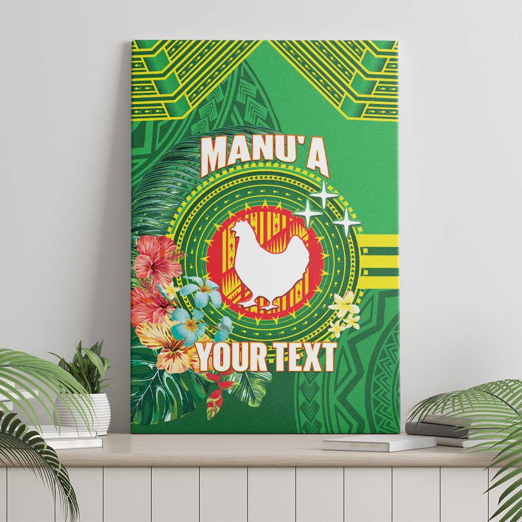 Personalized Manu'a Cession Day Canvas Wall Art Tropical Flowers With Polynesian Pattern