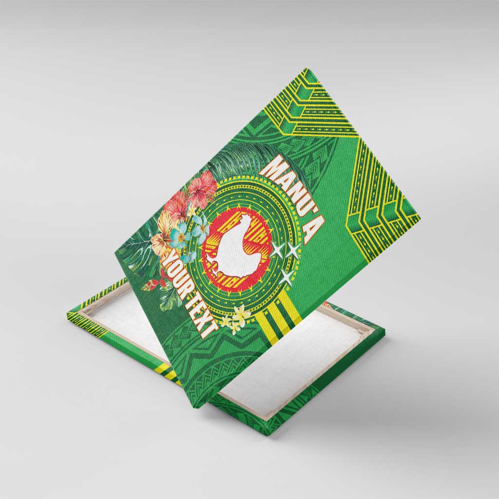 Personalized Manu'a Cession Day Canvas Wall Art Tropical Flowers With Polynesian Pattern