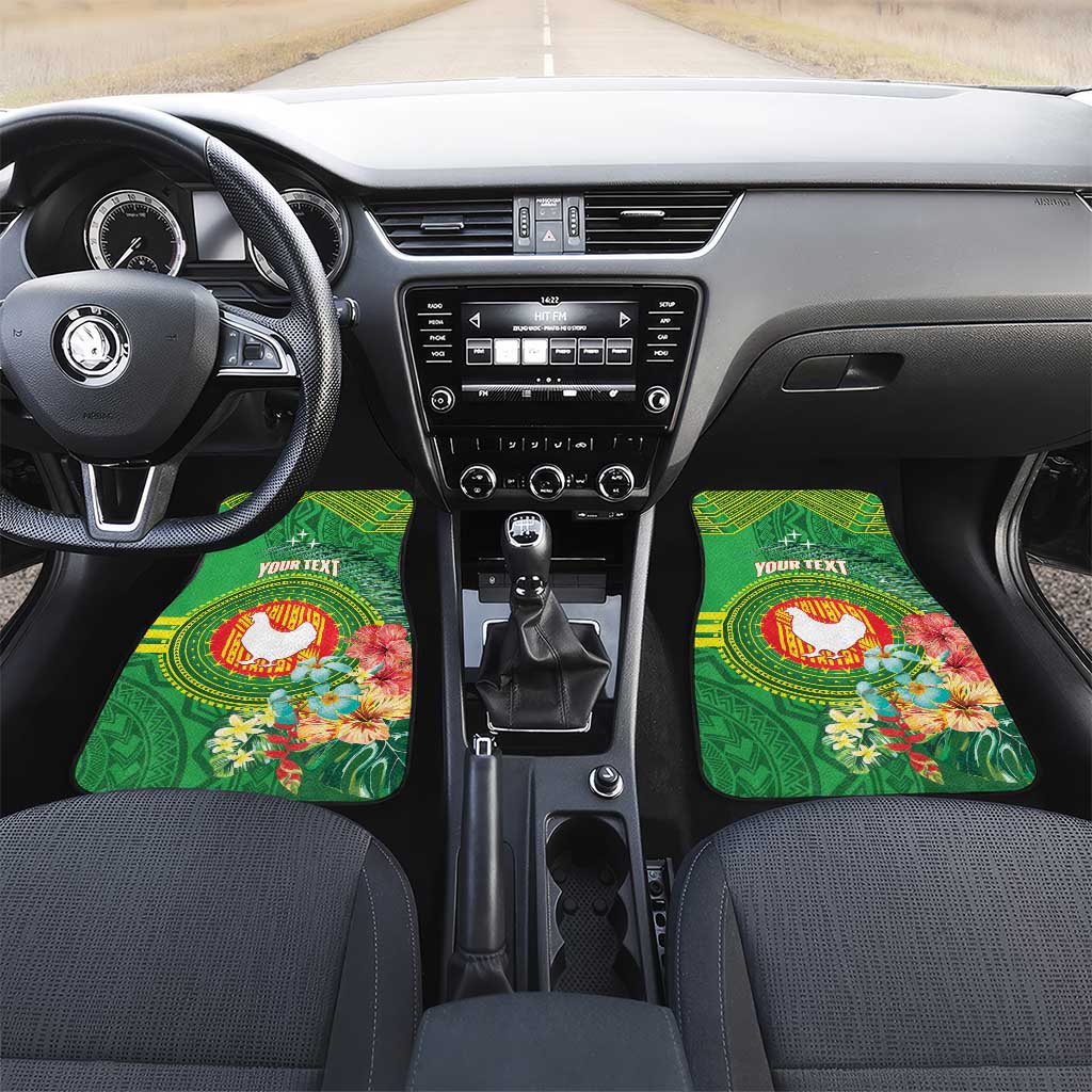 Personalized Manu'a Cession Day Car Mats Tropical Flowers With Polynesian Pattern