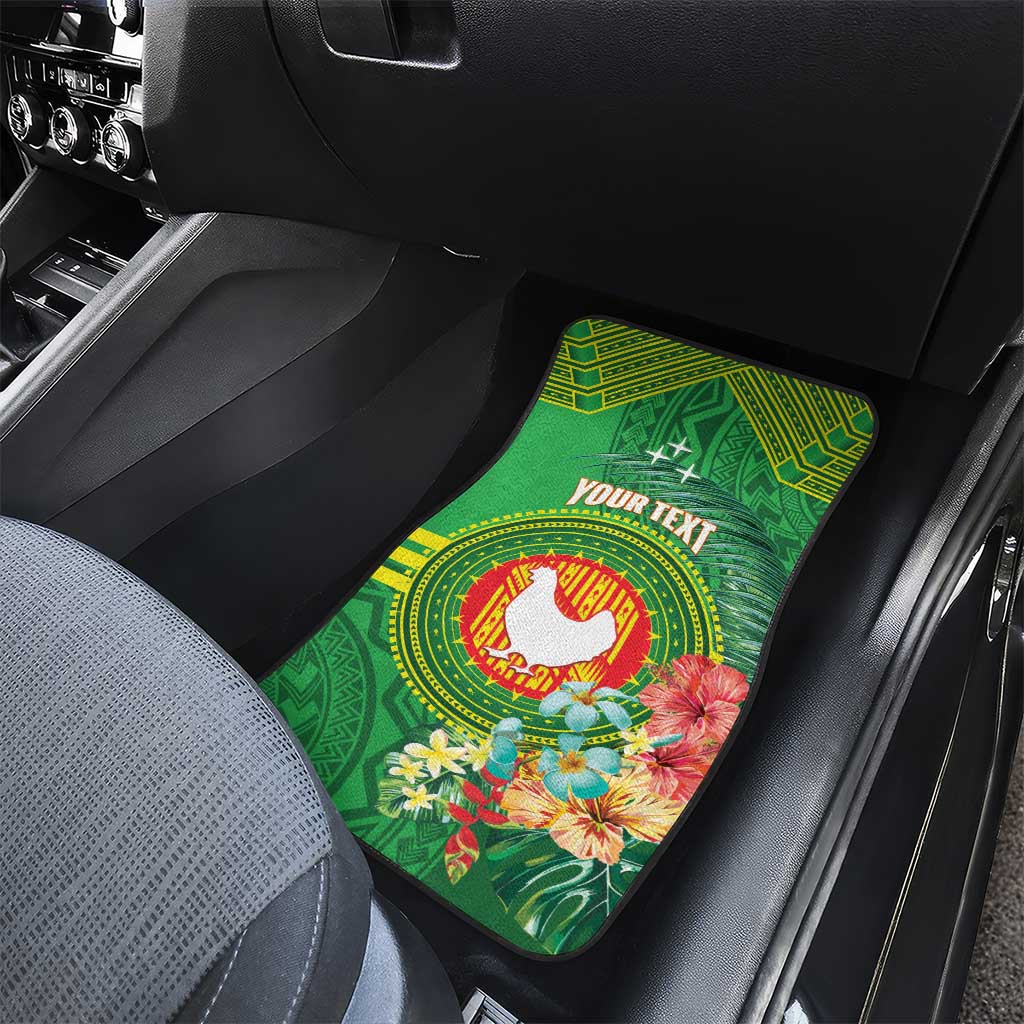 Personalized Manu'a Cession Day Car Mats Tropical Flowers With Polynesian Pattern