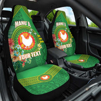 Personalized Manu'a Cession Day Car Seat Cover Tropical Flowers With Polynesian Pattern